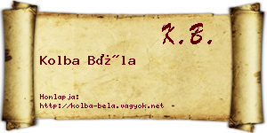 Kolba Béla névjegykártya