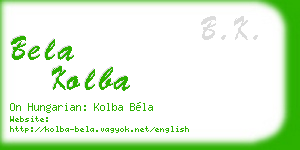 bela kolba business card